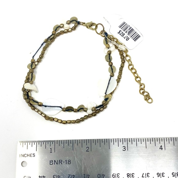 NWT Free People Shell Beach Beaded Layered Anklet Gold - Picture 5 of 5